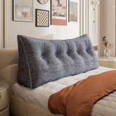 Large Wedge Headboard Backrest Reading Pillow — Light Grey
